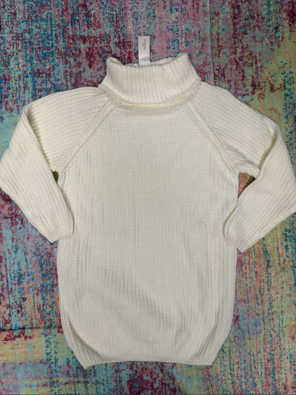 Milano Cream Ribbed Turtleneck Sweater